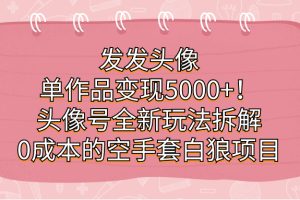(7167期)发发头像,单作品变现5000+!头像号全新玩法拆解,0成本的空手套白狼项目