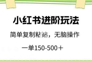 小红书进阶玩法，一单150-500+，简单复制粘贴，小白也能轻松上手【揭秘】