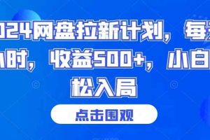 2024网盘拉新计划，每天1小时，收益500+，小白轻松入局【揭秘】