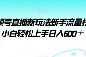 视频号直播新玩法新手流量扶持小白轻松上手日入600＋【揭秘】