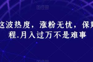 跟着这波热度，涨粉无忧，保姆式教程，月入过万不是难事【揭秘】