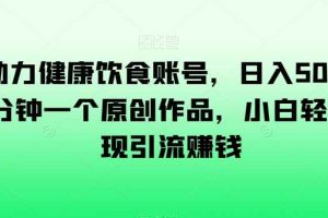 AI助力健康饮食账号，日入500+，一分钟一个原创作品，小白轻松实现引流赚钱【揭秘】