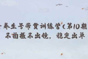 抖音养生号带货训练营(第10期），不拍摄不出镜，稳定出单