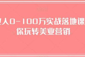 美业人0-100万实战落地课，教你玩转美业营销