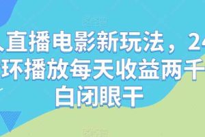 无人直播电影新玩法，24小时循环播放每天收益两千+小白闭眼干【揭秘】