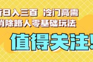 最新日入三百，冷门高需求消除路人零基础玩法【揭秘】