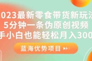 2023最新零食带货新玩法，5分钟一条伪原创视频，新手小白也能轻松月入3000+【揭秘】