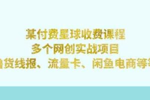 某付费星球课程：多个网创实战项目，撸货线报、流量卡、闲鱼电商等（文档非视频）