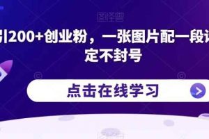 日引200+创业粉，一张图片配一段话，稳定不封号【揭秘】