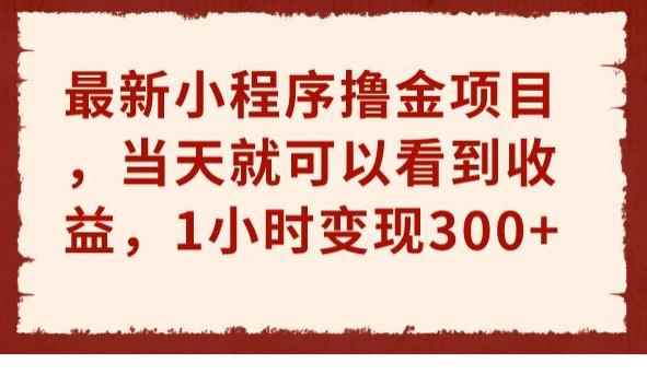 最新小程序撸金项目，当天就可以看到收益，1小时变现300+【揭秘】