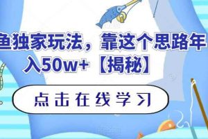 钓鱼独家玩法，靠这个思路年入50w+【揭秘】