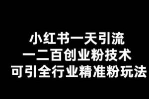 小红书一天引流一二百创业粉技术，可引全行业精准粉玩法【仅揭秘】