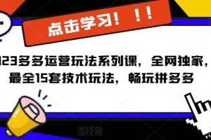 2023拼多多运营玩法系列课,全网独家,最全15套技术玩法,畅玩拼多多