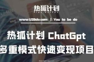 热狐计划：王大陆ChatGpt多重变现实操课，多种模式快速变现