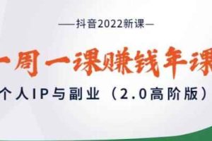 抖音2022新课：一周一课赚钱年课：个人IP与副业（2.0高阶版）