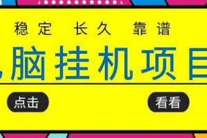 挂机项目追求者的福音，稳定长期靠谱的电脑挂机项目，实操五年，稳定一个月几百