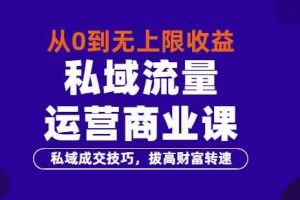 从0到无上限收益的《私域流量运营商业课》私域成交技巧，拔高财富转速