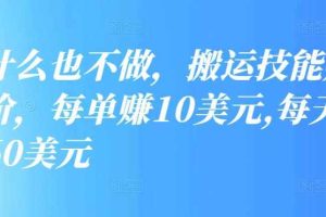 什么也不做，搬运技能赚差价，每单赚10美元,每天净赚60美元