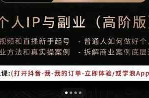 一舟一课个人IP与副业（高阶版），短视频和直播新手起号-普通人如何做好个人IP