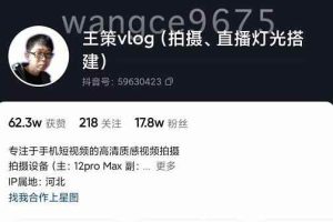 王策VLOG个人短视频经验分享课，教你拍摄视频，​从发光，拍摄，软件，让你豁然开朗