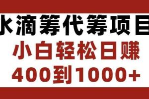 水滴筹代筹项目，小白轻松日赚400到1000+