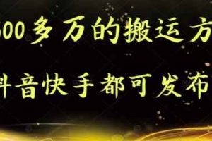 抖音快手都可发布的，实测跑600多万的搬运方法