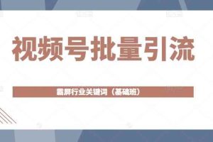 视频号批量引流，霸屏行业关键词（基础班）全面系统讲解视频号玩法【无水印】