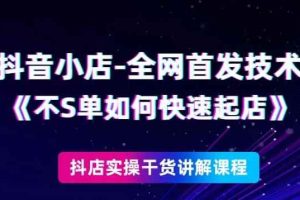 抖音小店全网首发技术，不刷单如何快速起店【视频课程】