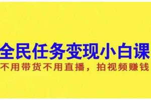 抖音全民任务变现小白课，不用带货不用直播，拍视频就能赚钱
