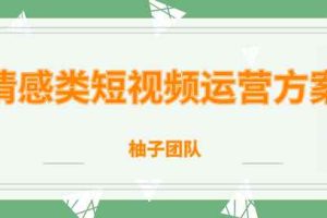 柚子团队内部课程：情感类短视频赚钱攻略，运营逻辑及变现方式