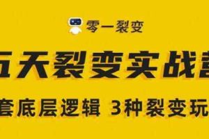 零一裂变《5天裂变实战训练营》1套底层逻辑+3种裂变玩法，2020下半年微信裂变玩法
