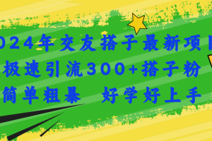 (11259期)2024年交友搭子最新项目,极速引流300+搭子粉,简单粗暴,好学好上手