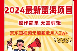 (11268期)2024最新蓝海项目,无需剪辑,京东图文短视频无脑搬运月入2W+