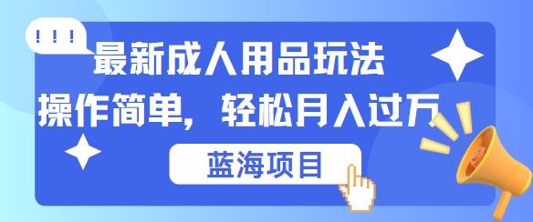 最新成人用品项目玩法，操作简单，动动手，轻松日入几张【揭秘】