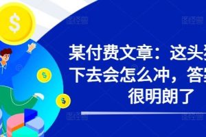 某付费文章:这头猛牛接下去会怎么冲,答案已经很明朗了 !