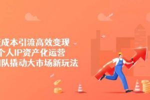 低成本引流高效变现，个人IP资产化运营，小团队撬动大市场新玩法