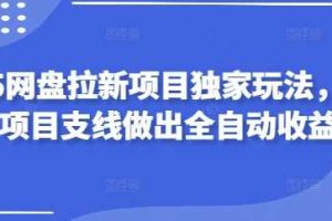 2025网盘拉新项目独家玩法，靠主项目支线做出全自动收益