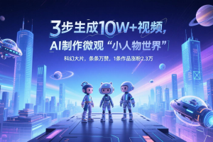 三步生成10W+视频，AI制作微观“小人物世界”科幻大片，条条万赞，1条作品涨粉2.3万