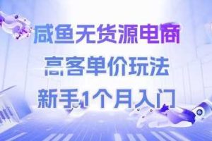 咸鱼无货源电商，高客单价玩法，新手1个月入门