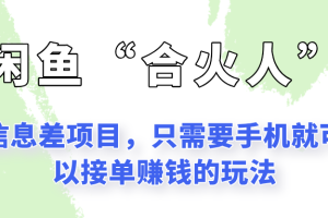 闲鱼“合火人”玩法，一个只需要手机就能赚钱的小项目