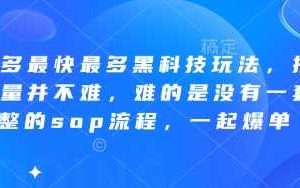 拼多多最快最多黑科技玩法,拼多多起量并不难,难的是没有一套完整的sop流程,一起爆单(更新6月)