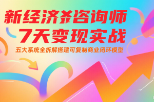 新经济咨询师 7 天变现实战:五大系统全拆解搭建可复制商业闭环模型
