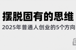 某公众号付费文章《摆脱固有的思维，2025年普通人创业的5个方向》