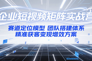 企业短视频矩阵实战营：赛道定位模型+团队搭建体系+精准获客变现增效方案