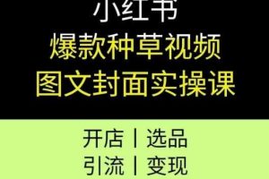 小红书爆款种草视频图文封面实操课，开店、选品、引流、变现全流程