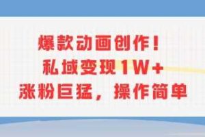 爆款动画创作！私域变现1W+涨粉巨猛，操作简单