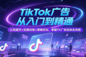 TikTok广告从入门到精通，认知提升+实操训练+策略优化，掌握TK广告投放全流程