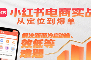 小红书电商实战，从定位到爆单解决新商冷启动难、变现效率低等难题