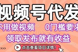 视频号代发，不用剪辑不用做视频，0门槛要求，领取发布就有收益，任务没有无上限，小白轻松上手【揭秘】