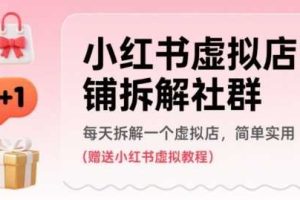 小红书虚拟店铺拆解社群，每天拆解一个虚拟店，简单实用(赠送小红书虚拟教程)